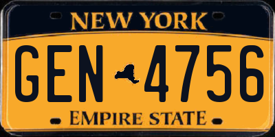 NY license plate GEN4756