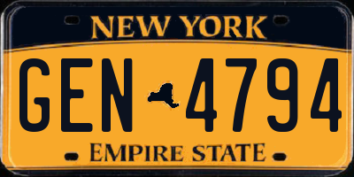 NY license plate GEN4794