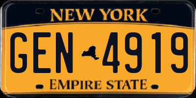 NY license plate GEN4919