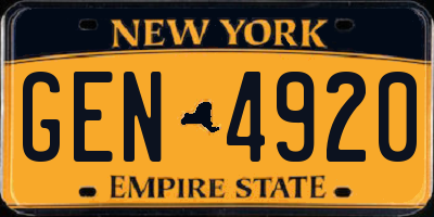 NY license plate GEN4920