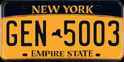 NY license plate GEN5003