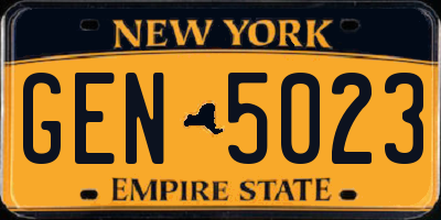 NY license plate GEN5023