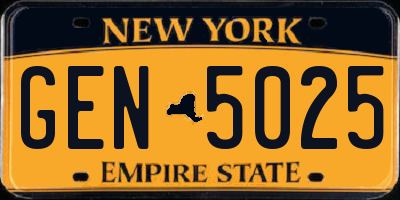 NY license plate GEN5025