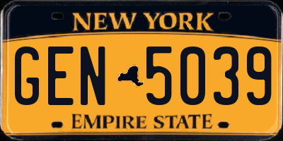 NY license plate GEN5039
