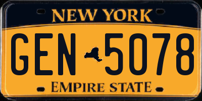 NY license plate GEN5078