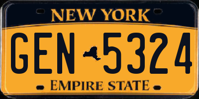 NY license plate GEN5324