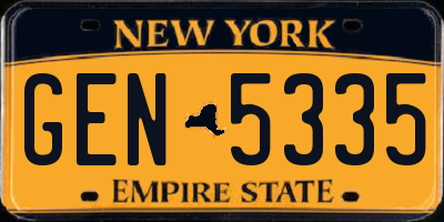 NY license plate GEN5335