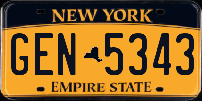 NY license plate GEN5343