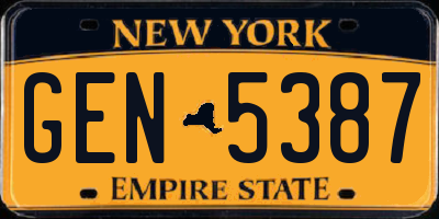 NY license plate GEN5387