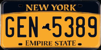 NY license plate GEN5389