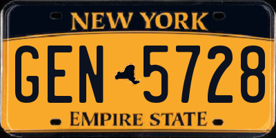 NY license plate GEN5728