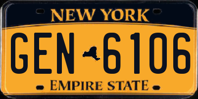 NY license plate GEN6106