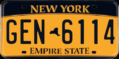 NY license plate GEN6114