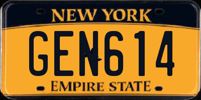 NY license plate GEN614