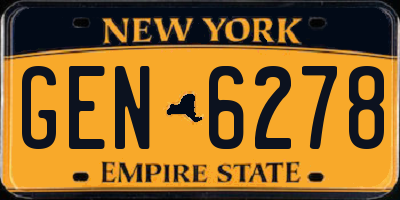 NY license plate GEN6278