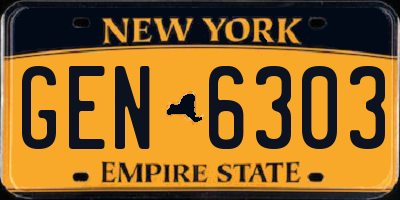 NY license plate GEN6303