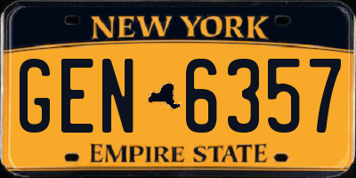 NY license plate GEN6357