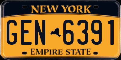 NY license plate GEN6391