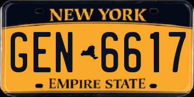 NY license plate GEN6617