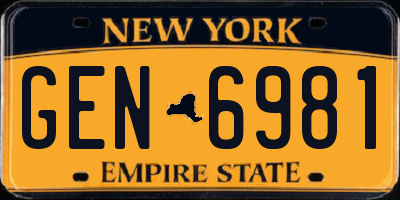 NY license plate GEN6981