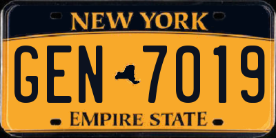 NY license plate GEN7019