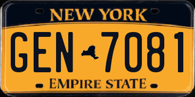 NY license plate GEN7081