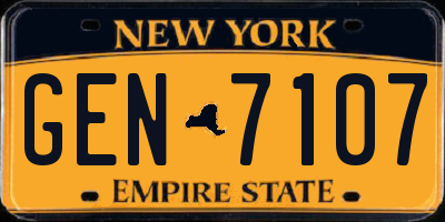 NY license plate GEN7107