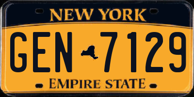 NY license plate GEN7129