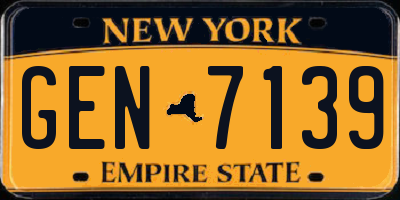 NY license plate GEN7139