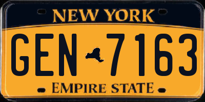 NY license plate GEN7163