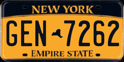 NY license plate GEN7262