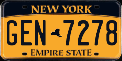 NY license plate GEN7278