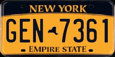 NY license plate GEN7361