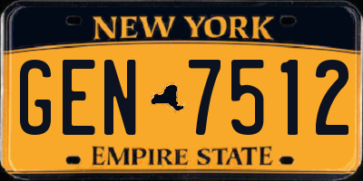 NY license plate GEN7512