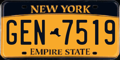 NY license plate GEN7519