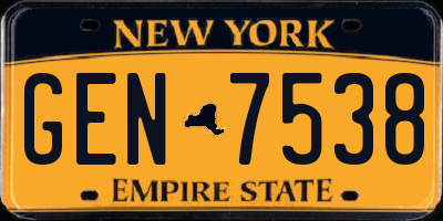 NY license plate GEN7538