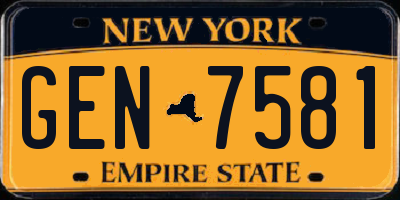NY license plate GEN7581