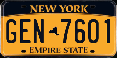 NY license plate GEN7601