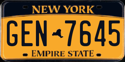 NY license plate GEN7645