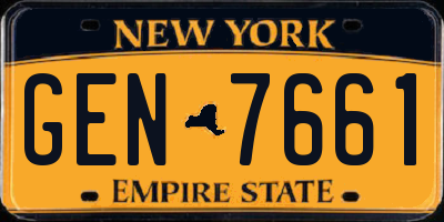 NY license plate GEN7661