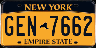 NY license plate GEN7662