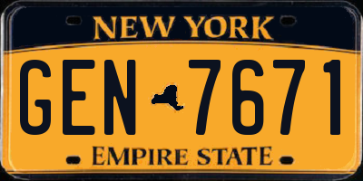 NY license plate GEN7671