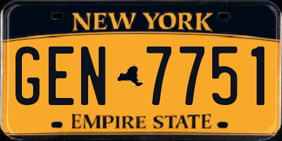 NY license plate GEN7751