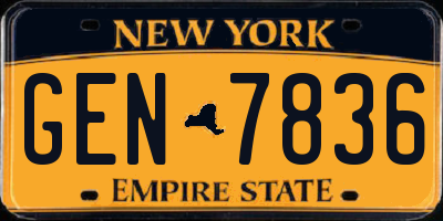 NY license plate GEN7836