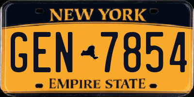 NY license plate GEN7854