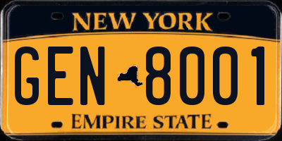 NY license plate GEN8001