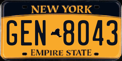 NY license plate GEN8043