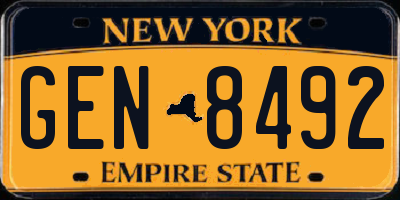 NY license plate GEN8492