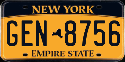 NY license plate GEN8756