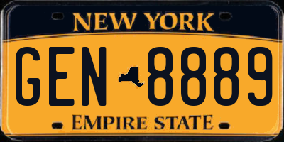 NY license plate GEN8889
